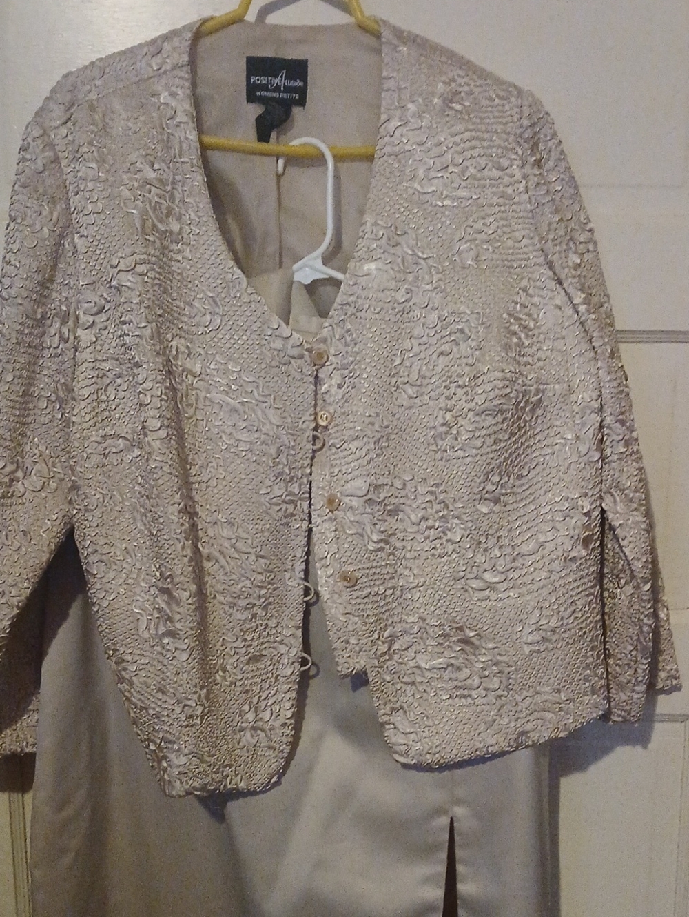 Positive Attitude Cream Textured Embroidered Jacket